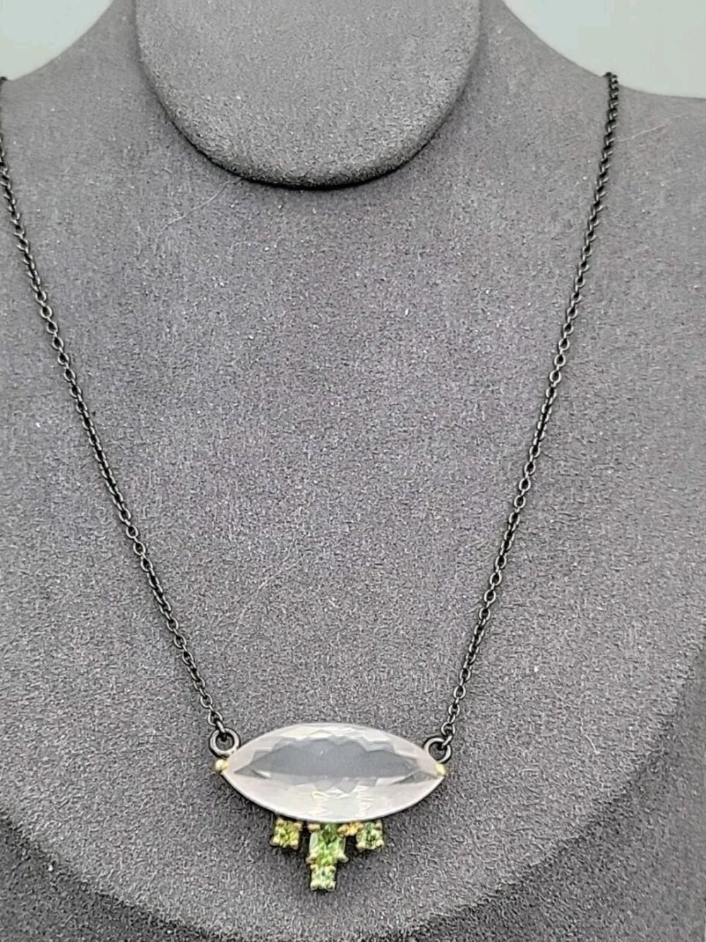 10ct Rose Quartz Peridot Sterling Silver Pendant Necklace 20" 925 Chain Stunning - Picture 10 of 16